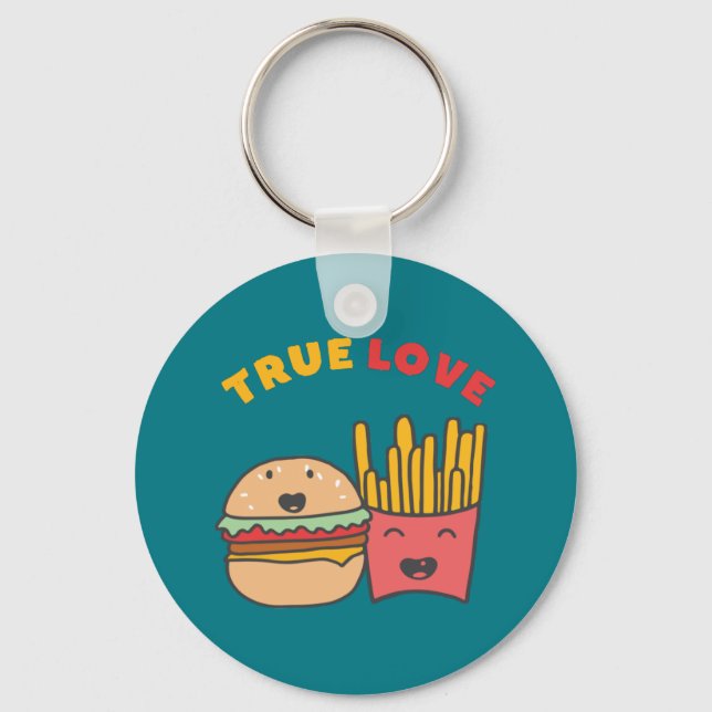 Chaveiro Comida Engraçada Faz Amor Verdadeiro Como Burger e (Frente)