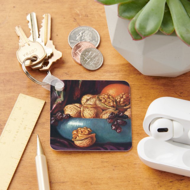 Chaveiro Comida, nozes e Frutas de uma taça azul (Mesa)