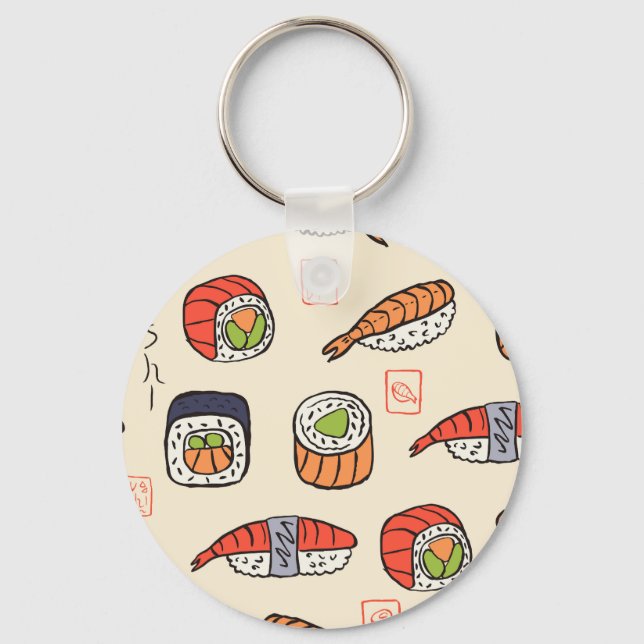 Chaveiro Comida sushi, design de padrão uniforme. (Frente)