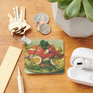 Chaveiro Comida Vintage, Salada de Mesclun Verde Mistura Or