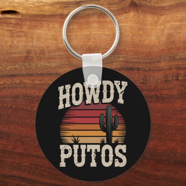 Chaveiro Como vai Putos Cacto Engraçado Retro Vintage (Frente)