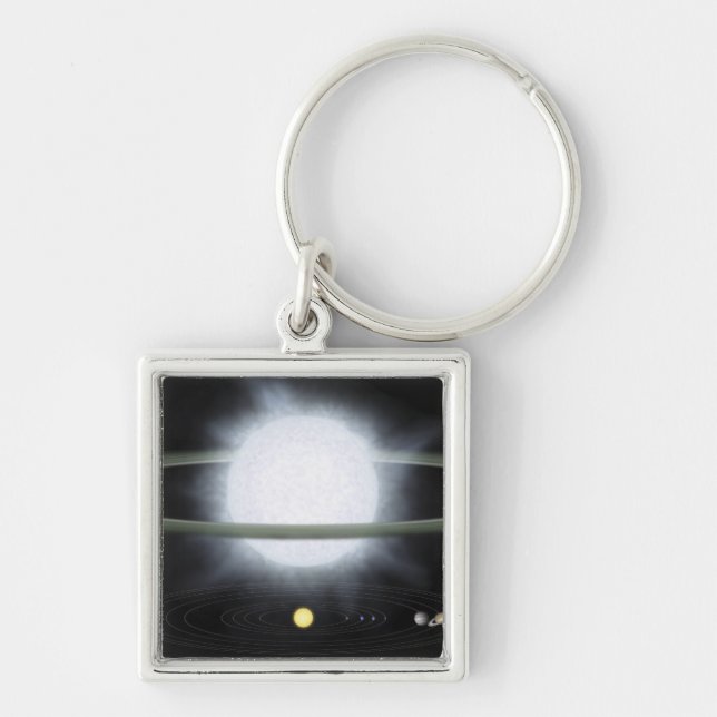 Chaveiro Comparação do tamanho de uma estrela hipergigante (Frente)