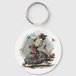 Chaveiro Competindo a tartaruga da equitação do coelho