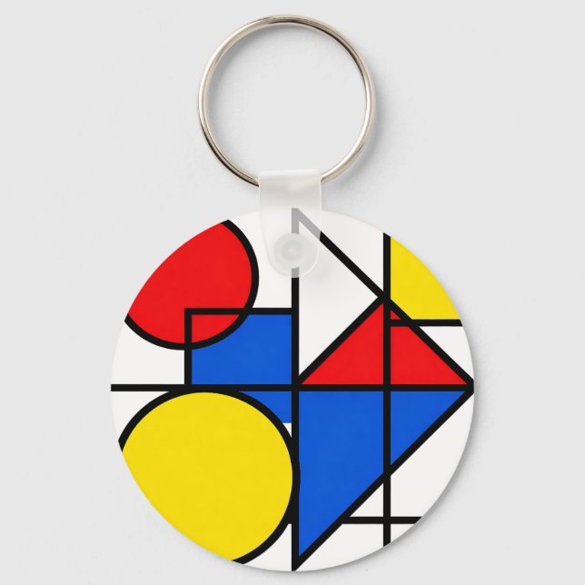 Chaveiro Composição de Cores Primárias de Mondrian (Frente)