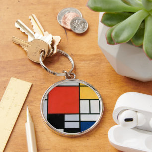 Chaveiro Composição de Piet Mondrian Vermelho Amarelo Azul
