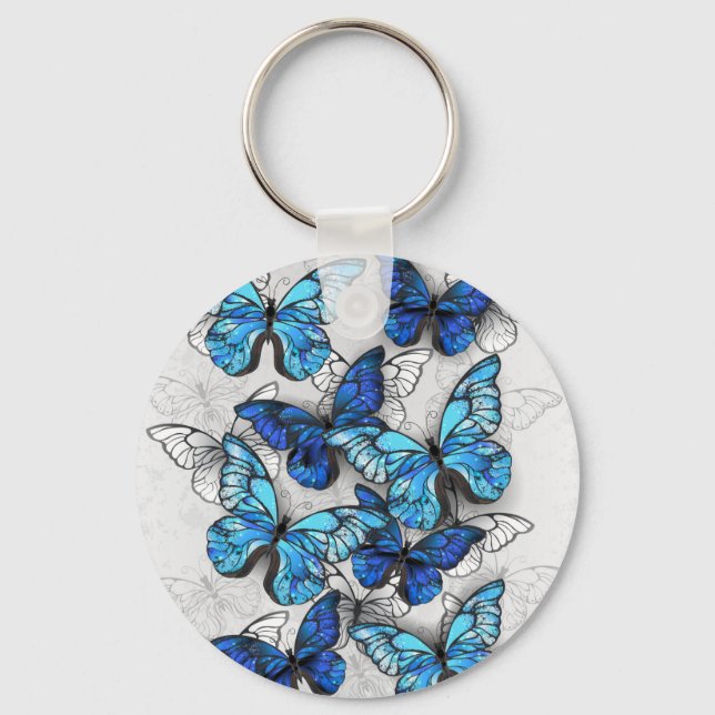 Chaveiro Composition of White and Blue Butterflies (Frente)