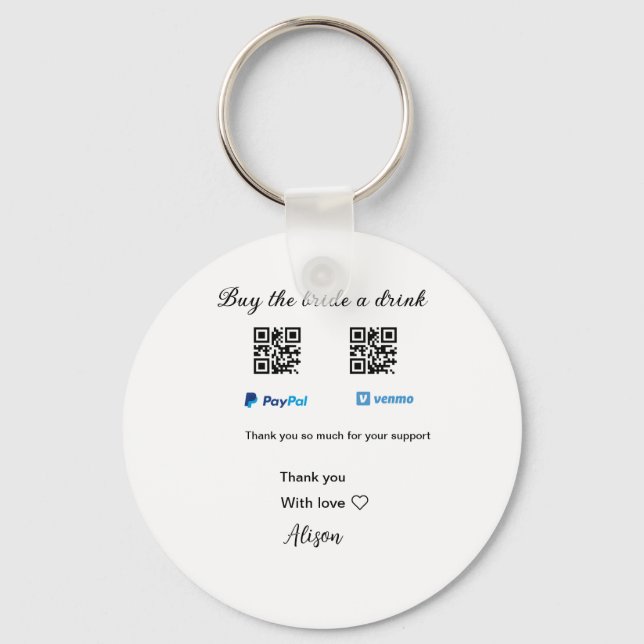 Chaveiro Comprar a noiva doação de bebida QR Venmo PayPal (Frente)