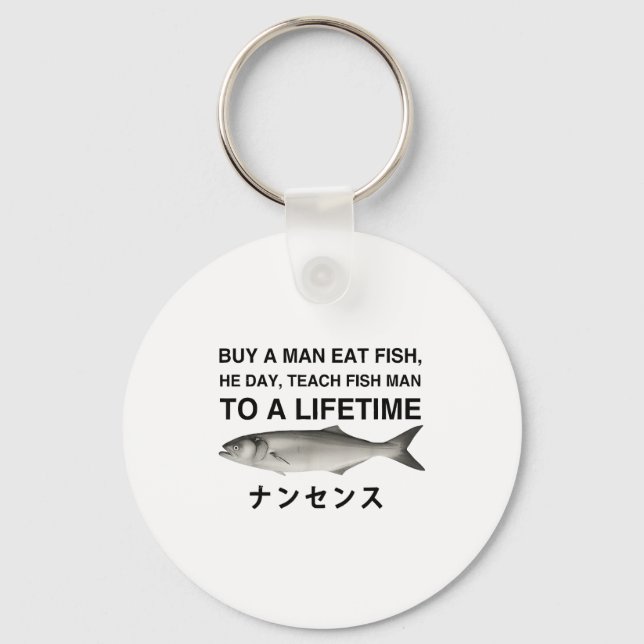 Chaveiro Comprar Um Homem Comer Peixe Ele Dia Ensinar Peixe (Frente)