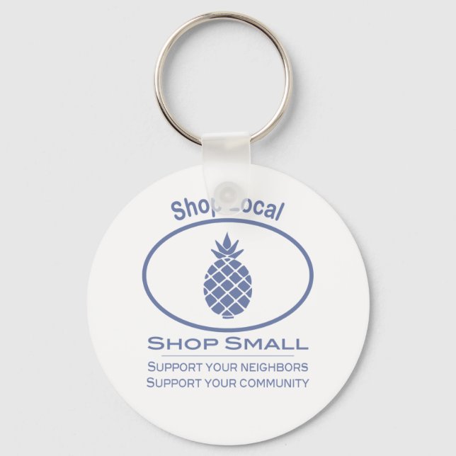 Chaveiro Compro local, Compro Pequeno abacaxi azul (Frente)