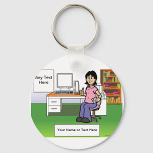 Chaveiro Computer Lover, IT Worker - Female Cartoon 