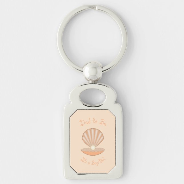 Chaveiro Concha de Ostra e Pérola Personalizado Neutro (Frente)