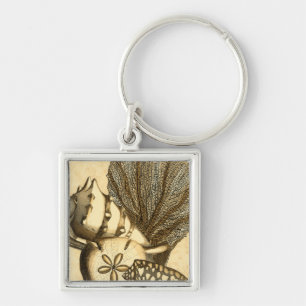 Chaveiro Conchas Neutras e Coleção de Corais