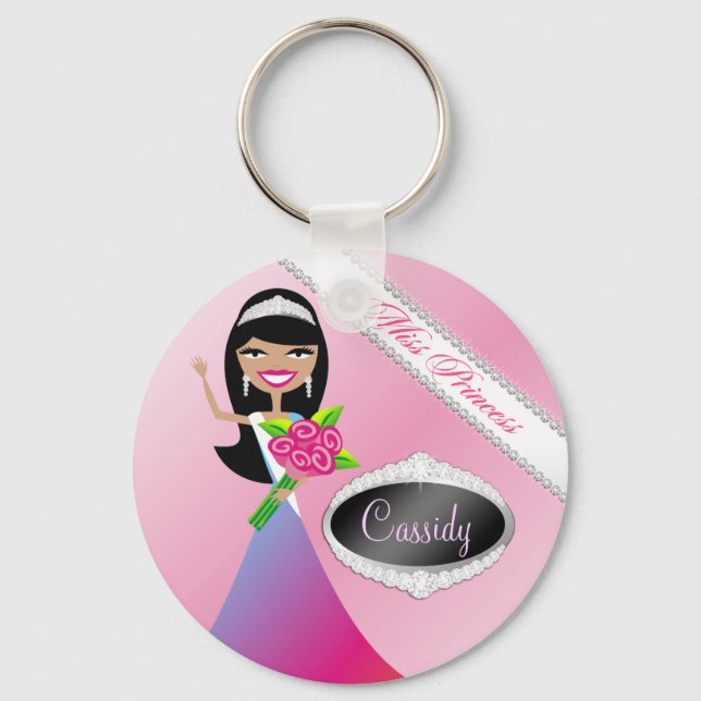 Chaveiro Concurso de beleza Miss Princesa | Brunette preto (Frente)