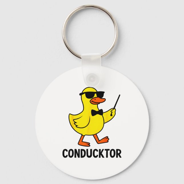 Chaveiro Conducktor Funny Duck Music Pun Orchestra Design  (Frente)