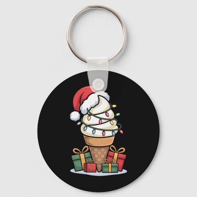 Chaveiro Cone de Sorvete das Luzes de Natal com Des de Papa (Frente)