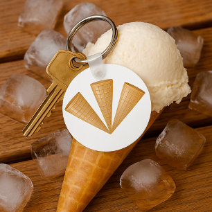 Chaveiro Cone de Sorvete de Waffle Triplo Sobremesa de Verã