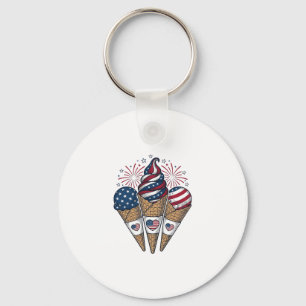 Chaveiro Cones De Sorvete Patrióticos Vintage Quatro De Jul