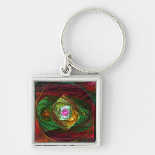 Chaveiro Conexões Dinâmicas Abstrato de Arte Pequena (Frente)