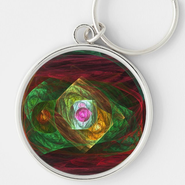 Chaveiro Conexões Dinâmicas Abstrato de Arte Pequena (Frente)