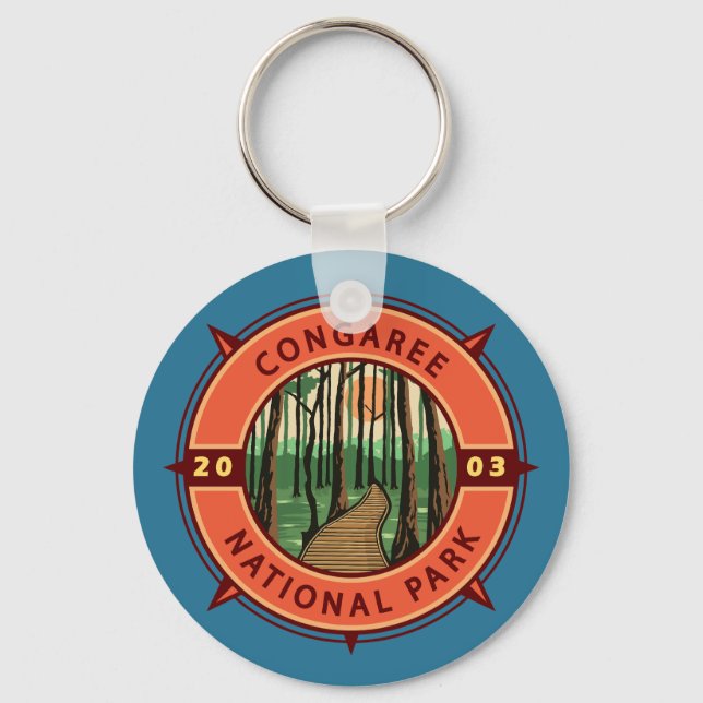 Chaveiro Congaree National Park Retro Compass Emblem (Frente)