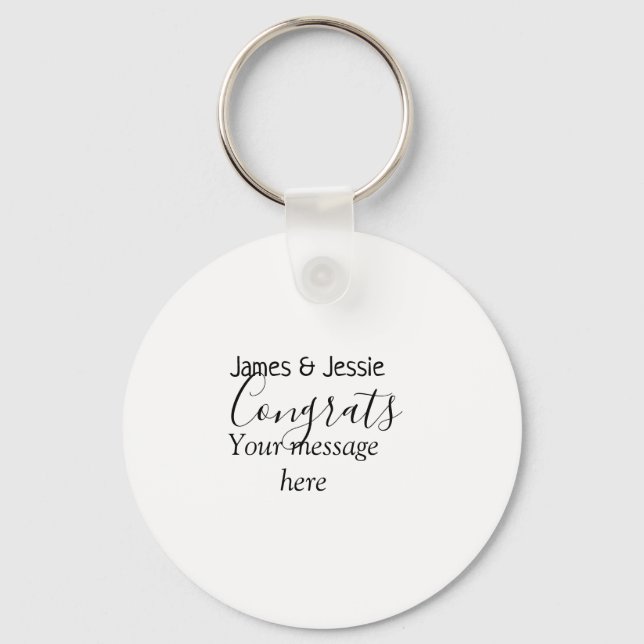Chaveiro Congrats add name message wedding newly wed couple (Frente)