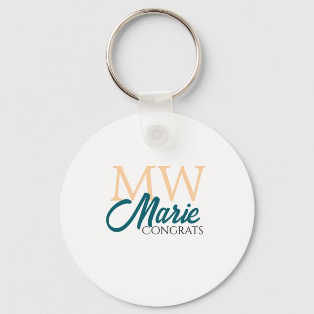 Chaveiro Congrats graduation monogram orange blue 20XX year (Frente)