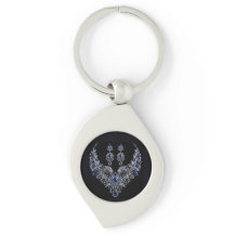 Conjunto de Joias de Cristal Tigre Prata Azul