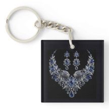 Conjunto de Joias de Cristal Tigre Prata Azul