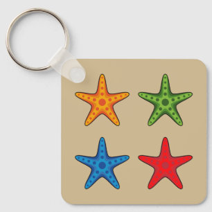 Chaveiro Conjunto de Starfish de Cartoon Colorido Bonito