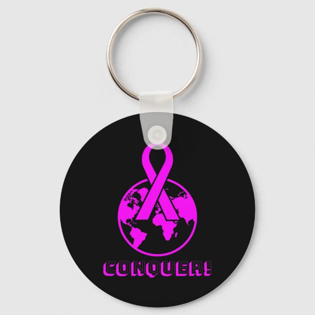 Chaveiro CONQUER! the world - fight breast cancer (Frente)
