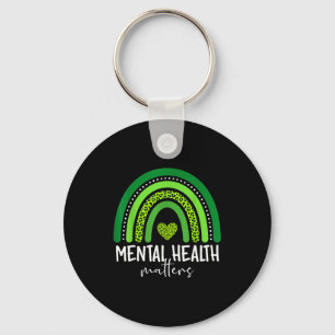 Chaveiro Consciência da saúde mental cérebro arco-íris verd