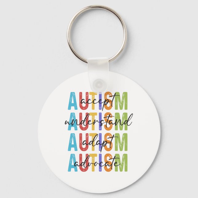 Chaveiro Consciência do Autismo Aceitar Compreender Adaptar (Frente)