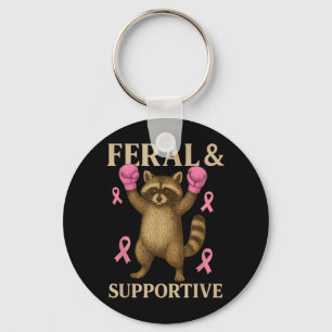Chaveiro Conscientização do Câncer de Mama Feral e Divertid