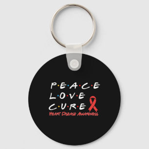 Chaveiro Conscientização sobre Doenças Cardíacas Paz Amor C