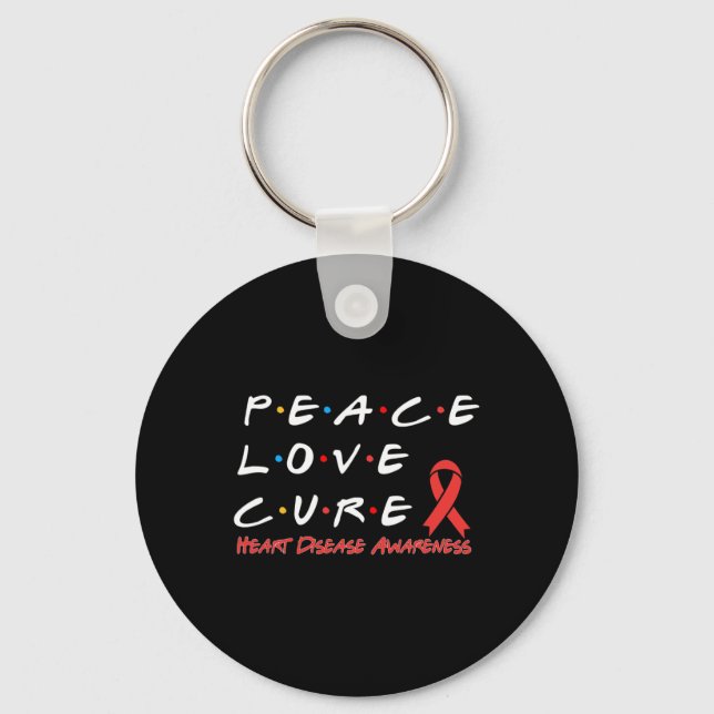 Chaveiro Conscientização sobre Doenças Cardíacas Paz Amor C (Frente)