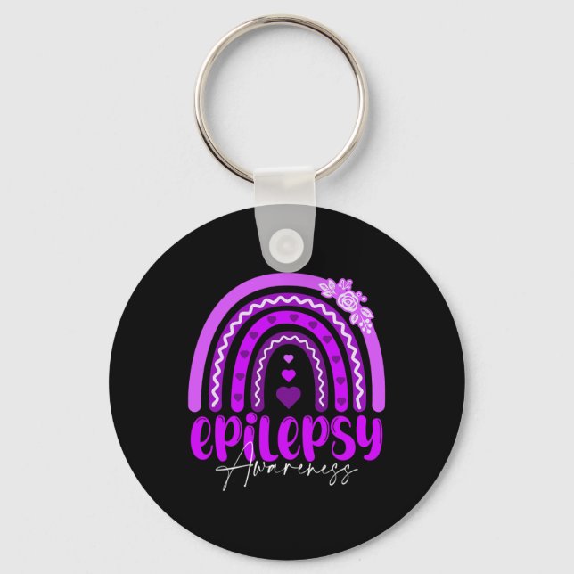 Chaveiro Conscientização sobre Epilepsia-arco-íris Roxo .co (Frente)