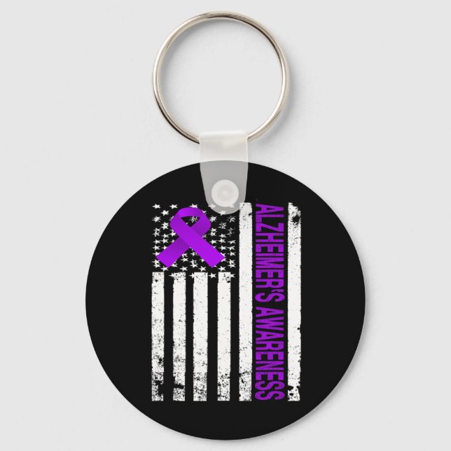 Chaveiro Conscientização - Usa Flag Ribbon Roxo  (Frente)