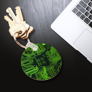 Chaveiro Conselho de Circuito Eletrônico Verde de Nerd Extr