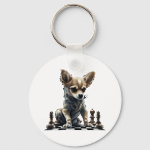 Chaveiro Conselho do jogador de xadrez Chihuahua Chess Quee