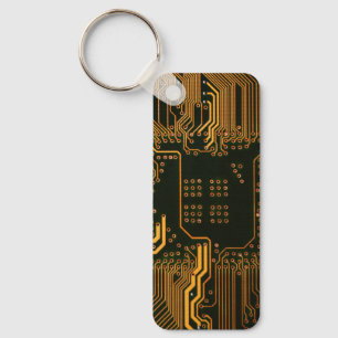 Chaveiro Conselho Nerd de saída PCB Laranja Circuito Eletrô