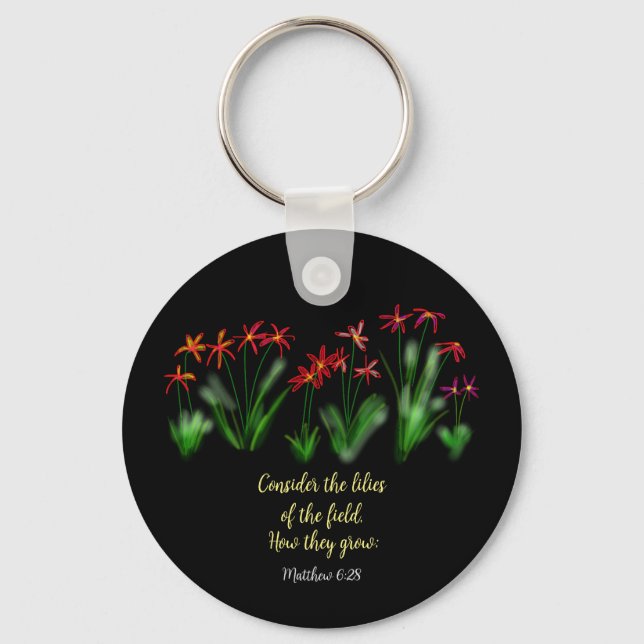 Chaveiro "Considere os lírios do campo" Matthew 6:28 (Frente)