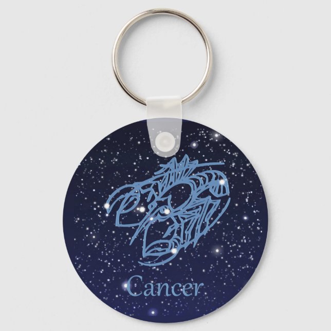 Chaveiro Constelação de cancer e Sinal Zodiac com Estrelas (Frente)
