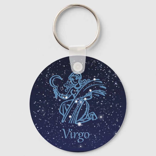 Chaveiro Constelação de Virgem & Signo do Zodíaco com Estre (Frente)