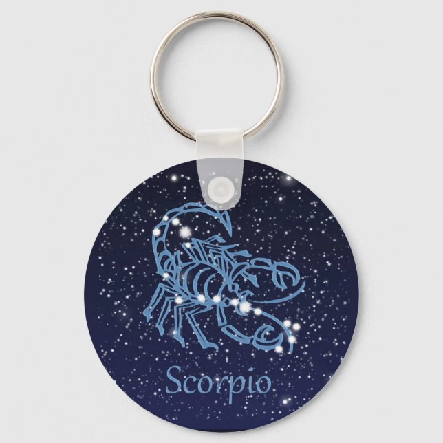 Chaveiro Constelação Scorpio e Sinal Zodíaco com Estrelas (Frente)