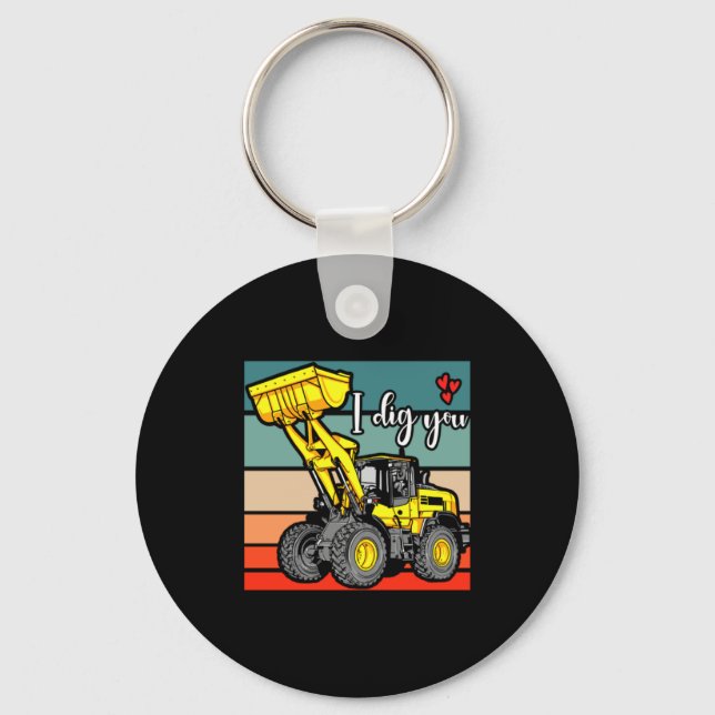 Chaveiro Construction Vehicles Valentines Hearts Excavator  (Frente)
