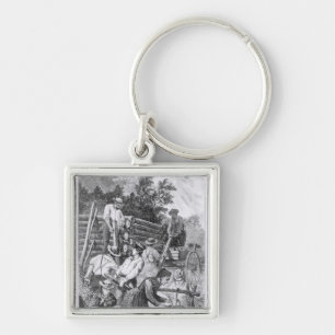 Chaveiro Construindo a cabana rústica de madeira