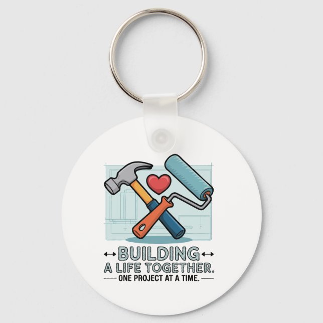 Chaveiro Construindo uma vida juntos | Casal e casa para fa (Verso)