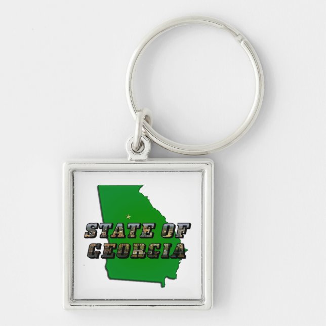 Chaveiro Contorno do Mapa do Estado da Geórgia e Texto da I (Frente)