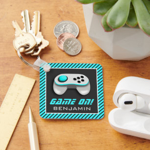 Chaveiro Controle de Video Game Azul e Branco Quarto Infant