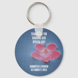 Chaveiro Convidado De Casamento Obrigado Pink Flower Keepsa